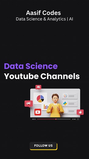 Aasif Manzoor | Data Science & AI on Instagram: "Youtube Channels To Learn Data Science 📊👨‍💻 Sharpen your data science skills with these top YouTube channels! 🔍💻 1️⃣ Mathematics: 3Blue1Brown, Prof Ghrist Math, ProfRobBob 2️⃣ Power BI: Curbal, Guy in a Cube, BI Elite 3️⃣ SQL: Caleb Curry, Derek Banas, TechTFQ, SQLbelle, Joey Blue 4️⃣ Python: Corey Schafer, edureka, Great Learning 5️⃣ Excel: ExcellsFun, Chandoo, LeilaGharani 6️⃣ Tableau: Tableau Tim, Abhishek Agarrwal, Tableau Tip, Andy Krieb