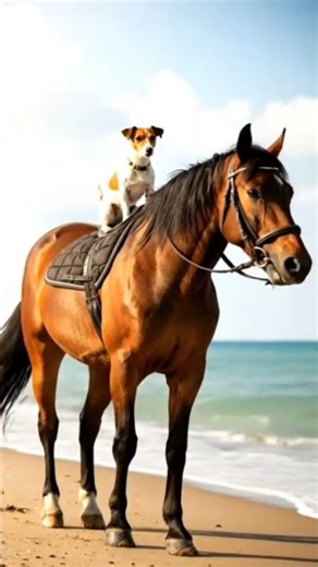 Cute Dog Riding on Horse🏇#viral #video #dog #horse #trending #ai