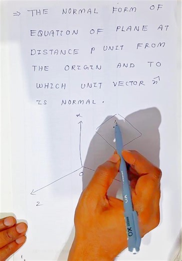Normal form of equation of plane at distance from the origin & to which unit vector is normal