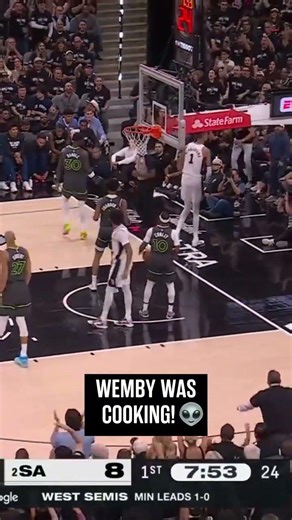 Wemby had ammo for GM 2—helps the Spurs secure a 1-1 series tie with 19 PTS & 15 REB! 🏀🛸..