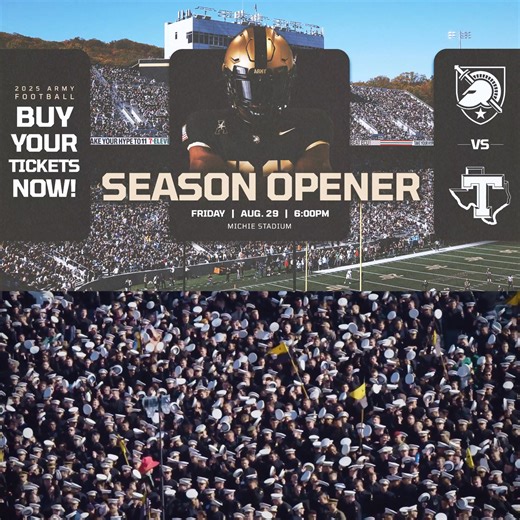 Create one last summer memory as Army West Point Football welcomes Tarleton State to Michie Stadium. Join us on August 29 at 6:00pm as we kick off the 2025 season! | Army West Point Athletics