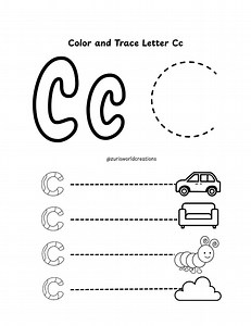 Alphabet Letter C Printable | Tracing, Coloring & Early Learning Worksheet - Etsy UK