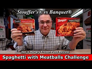Stouffer's® vs Banquet® Spaghetti with Meatballs Challenge | Frozen Food | Joe is Hungry 🍝🍅🐓🍖🐖