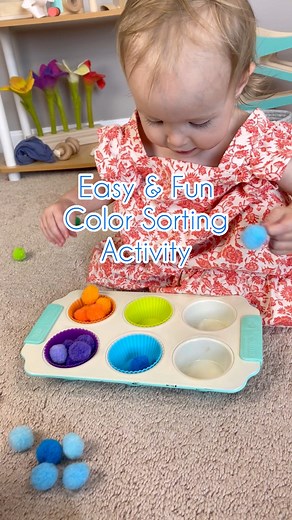 32K views · 308 reactions | Color sorting is a great way to help your little one learn their colors while also working on their motor skills :) Here’s a simple activity we do with muffin paper and Pom Poms. Have fun! #kidsactivities #momlife #toddlerlife #toddlerlearning #parenting #toddleractivities #SensoryPlay #PaisleysCorner | Lily b Coco - Silly Miss Lily From Paisley's Corner | Facebook