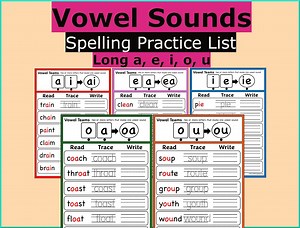 Long Vowel Teams Digraphs Worksheets 1st Grade Spelling Grade 1 Handwriting Tracing Word List Phonics Resources Activities Magic E Phonics - Etsy