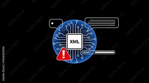 Vidéo Stock Computer Chip with XML Data Error Alert and Prompt Indicator circuit board technology