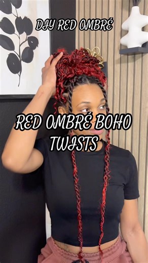 Red Ombré Boho Twists | See Linked Video for how I do my Twists | #boho #islandtwist #ombre