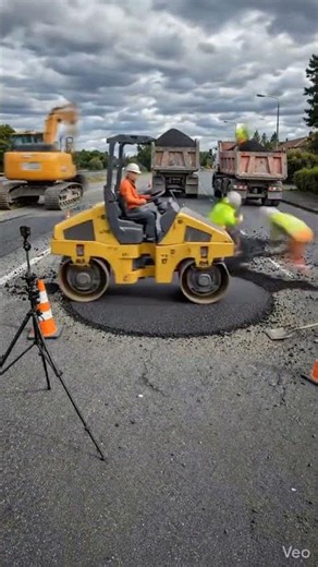 Road Repair Timelapse Satisfying Asphalt Fix #shorts #satisfying