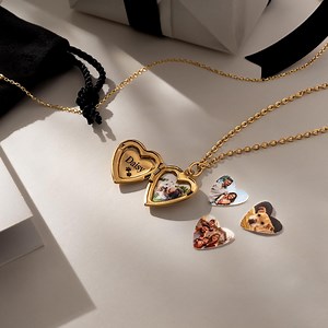 Gold Heart Locket Necklace, Big Heart Locket, Vintage Locket Necklace, Sibling, Best Friend, Personalized Gift for Her, Christmas Gift - Etsy