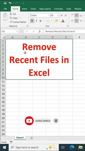 Remove Recents Files in Excel #shorts