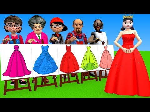 Scary Teacher 3D vs Squid Game Help Doll cute Choose Fashion Wedding Dress 5 Time Challenge!