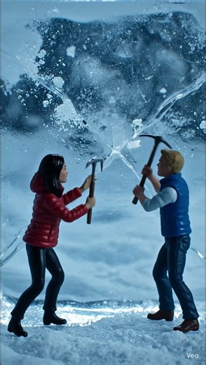 "Tiny Humans Trying to Escape Ice 🧊 #viral