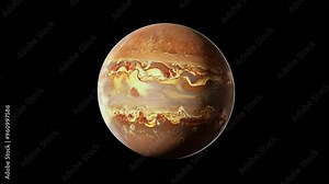 A close-up of Jupiter, the largest planet in our solar system, showing its swirling clouds and intricate patterns.