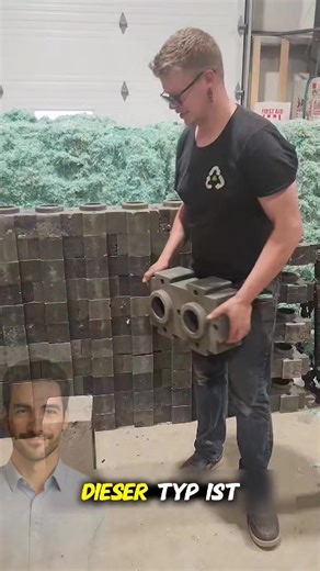 Kann man wirklich Häuser aus Müll bauen? 😮 Ja – und diese Ziegel beweisen es! Ein kanadisches Team hat ein System entwickelt, das Plastikmüll in unzerbrechliche Baustoffe verwandelt. ♻️ Der Prozess ist genial einfach: Der Plastikabfall wird geschreddert, geschmolzen, mit etwas Beton vermischt und anschließend in spezielle Formen gegossen. Nach dem Abkühlen entsteht ein fester, leichter Ziegel – ohne Wasser, ohne Zement, ohne Abfall. Diese Ziegel lassen sich wie Lego-Steine stapeln, sind feuerfe