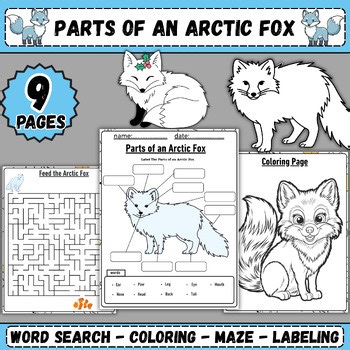 Parts of an Arctic Fox | Labeling Worksheet | Arctic Animals Science Activity