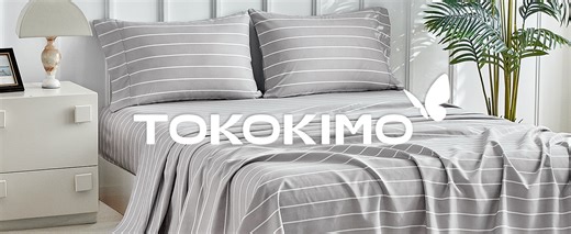 Watch Tokokimo Gray Stripe Bedding Sheet Set on Amazon Live