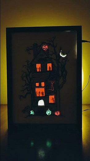 🎃 Halloween Celebration Shadow Box | Spooky & Fun Lighted Shadow Box Frame 👻