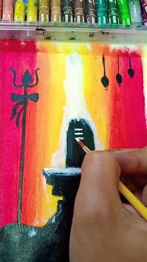 Powerful Lord Shiva Painting 🔱 | Easy Oil Pastel Art | Shivling Art Tutorial#painting #oil pastel