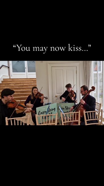 Create the perfect just-married moment with the iconic ‘It’s in His Kiss’ 💍💋 #cairnquartet #cairnstringquartet #itsinhiskiss #theshoopshoopsong #cher #rudyclark #justmarried #youmaynowkiss #youmaynowkissthebride #weddingceremony #weddingideas #weddinginspo #bridetobe #scottishwedding