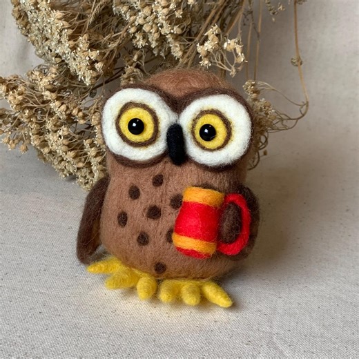 Handmade Needle Felted Owl Figurine – Wool Bird Sculpture, Woodland Decor, Felt Animal Gift, Owl Lover Art, Cottagecore Figurine - Etsy