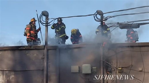 Crews battling a 2 alarm building fire in Salem City NJ, Christmas Day. Units were dispatched to 443 E Broadway, the TD Bank for a reported building fire. Units arrived with fire showing from the “C, D” corner of a strip mall. Crews found fire in the roof area, requesting the second alarm struck. Ladder crews cut multiple holes in the roof to access the fire. Fire is now under control. Video by Edan Davis SJFIRENEWS | SJ Fire Photography