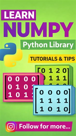Sameer Khan on Instagram: "🔥 Python chalana hai fast? ⚡ NumPy banao apna best friend 🧠🐍 🔢 Arrays ka game ho ya data ka pain NumPy bole: “Ho jayega” 😎 📘 Learn • ⚙️ Practice • 🚀 Grow 👉 Follow karo for daily Python dose 💊💻 #python #explorepage✨ #fyp #trending #viral"