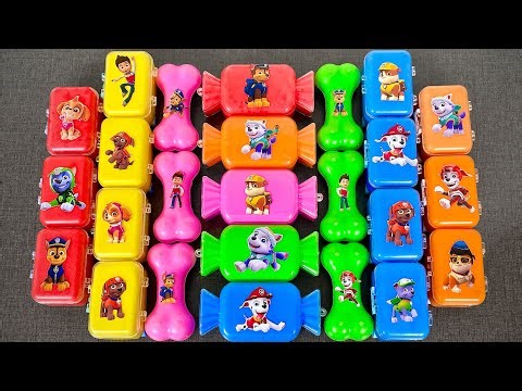 Finding Paw Patrol Slime ASMR 🐶 Clay Slime in Mini Suitcases & Dog Bones | Chase Marshall Rubble