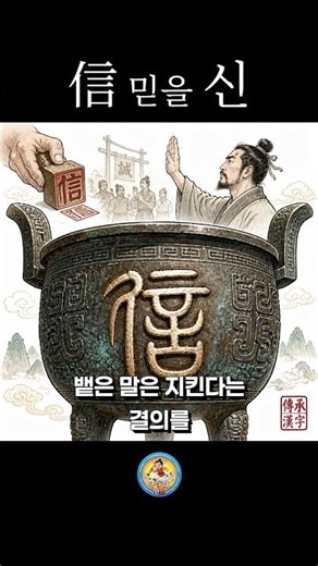 사람(人)의 말(言)이 곧 믿음이 되는 이유, 信 🤝#만화천자문 #한자어원 #초등한자 #한자능력검정시험
