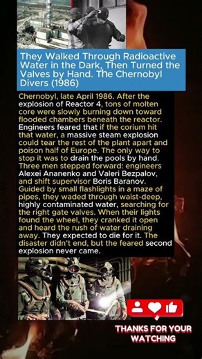 They Walked Through Radioactive Water in the Dark, Then Turned the Valves by Hand. Chernobyl (1986)