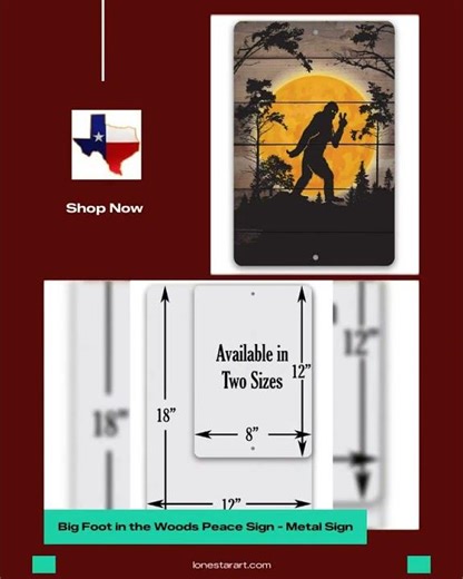 Big Foot in the Woods Peace Sign - Metal Sign