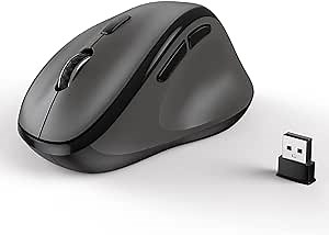 Ergonomic Wireless Mouse with USB Receiver for PC Computer, Laptop and Desktop, Ergo Vertical Mouse with Silent Clicks Long Battery Life, Up to 1600 DPI & 1 AA Battery Powered, Grey