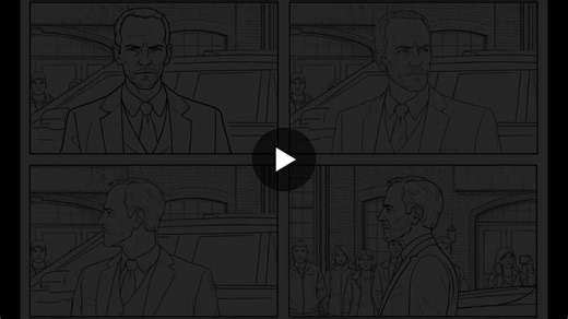 Creating a storyboard panel with simple line art is a great way to direct AI. The images are easy to modify and it greatly reduces the amount of iterations when trying to get your shot. | Todd Palamar