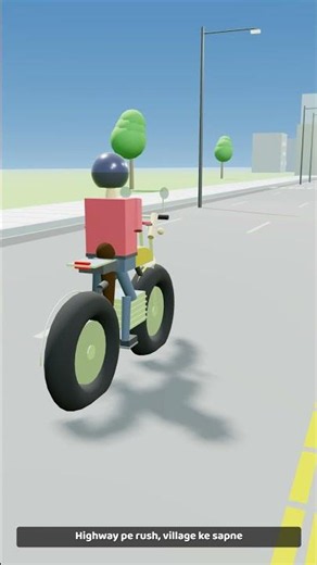 Bicycle ride on highway to a village sunset - virtual driving gameplay