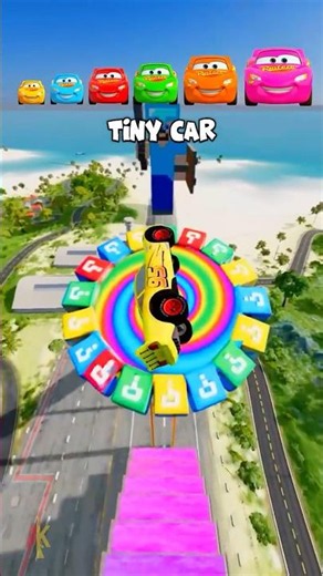 Tiny Car Enters Lucky Ring the Portal… and Becomes a HUGE COLOSSAL CAR! #shorts #beamngdrive