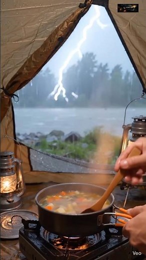 Heavy Rain Solo Camping | Cozy Tent, Hot Soup & Relaxing Rain Sounds ⛈️🍲 #79