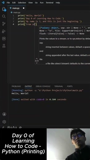 Day 0 of Learning How to Code - Python ('Printing') #coding #python #programming #self-improvement
