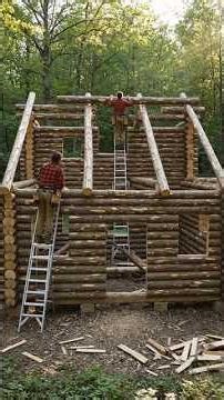 Building a Log Cabin in 10 Seconds 🤯 | Satisfying Construction #shorts