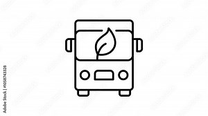 Reducing public transport emissions animated line icon. Black color line icon animation. 4K video with transparent background