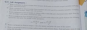 Q. 6: Lab Assignments :f. Write a program in Java to assign th... | Filo