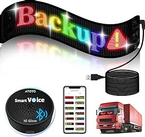 Programmable LED Sign for Car, 19.4''x 4.3'' Flexible USB 5V RGB Color Sign Custom Text Pattern Animation, Voice Control & APP Control Scrolling Display for Car Store Hotel