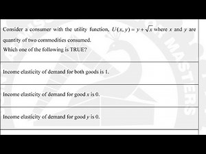 Income elasticity of demand for Quasi linear utility function