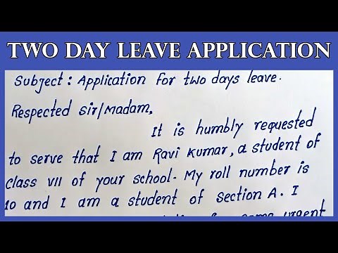 Application for Two Days Leave|Two Day Leave Application to the Principal | School Leave application