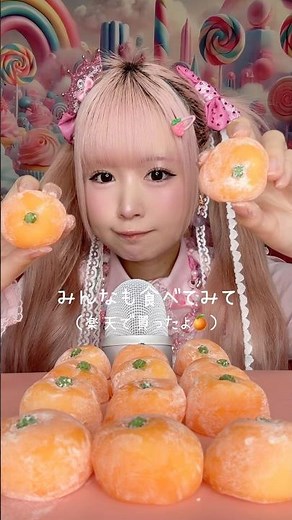 ASMR eating the buzzworthy "Mikan Mochi" 🍊 #shorts #asmr #food #mukbang #eating #sweets #Japanese...