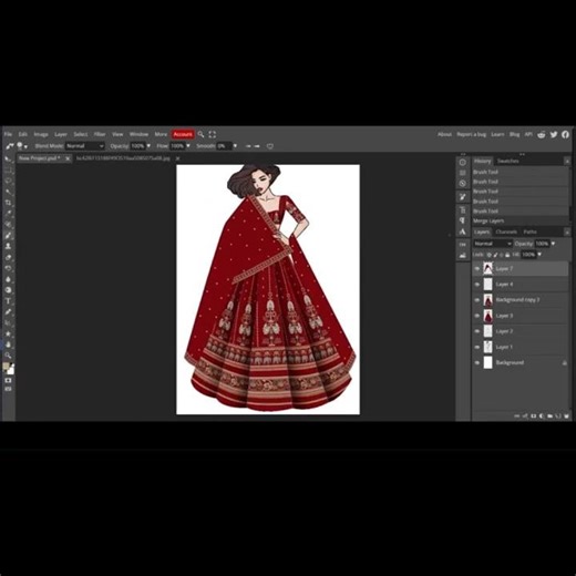 DIGITAL LEHENGA ILLUSTRATION #photopea #tutorial #design