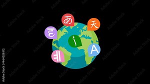 animation of various languages ​​in the world with transparent background