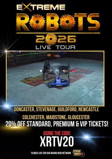 Featuring the stars of Robot Wars and Battlebots, Extreme Robots returns in 2026 for it's biggest ever year! After our record attendances in 2025 we are back with a new venue, new robots and even more mechanised mayhem than ever before! Don't miss the only UK show featuring the incredibly destructive heavyweight spinners, plus legendary TV robots and house robots competing with the very best new machines in the world of Robot Combat. This 2 hour spectacle is not to be missed and tickets are sell