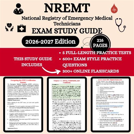 NREMT Study Guide 2026-2027 | NREMT Exams Prep | Ems Advance Study Guide Nremt | 600 Practice Questions | 300 Nremt Flashcards - Etsy