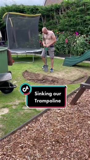 One year age we sunk our trampoline and have been bouncing happily ever since 💕#tiktokgardener #gardenproject #gardeningtips #family #inmygarden