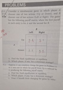 PROBLEMS5.1. Consider a simultaneous game in which player A c... | Filo