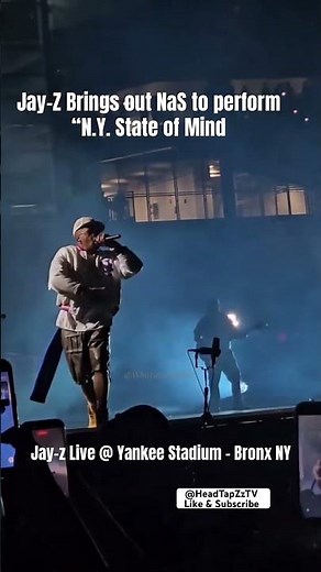 Jay-Z brings out NaS to perform “N.Y. State of Mind” #live @ Yankee Stadium #concert #rap #music